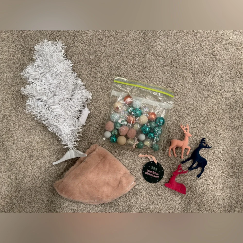 Target Holiday Decor Set with White Tree and Colorful Ornaments
